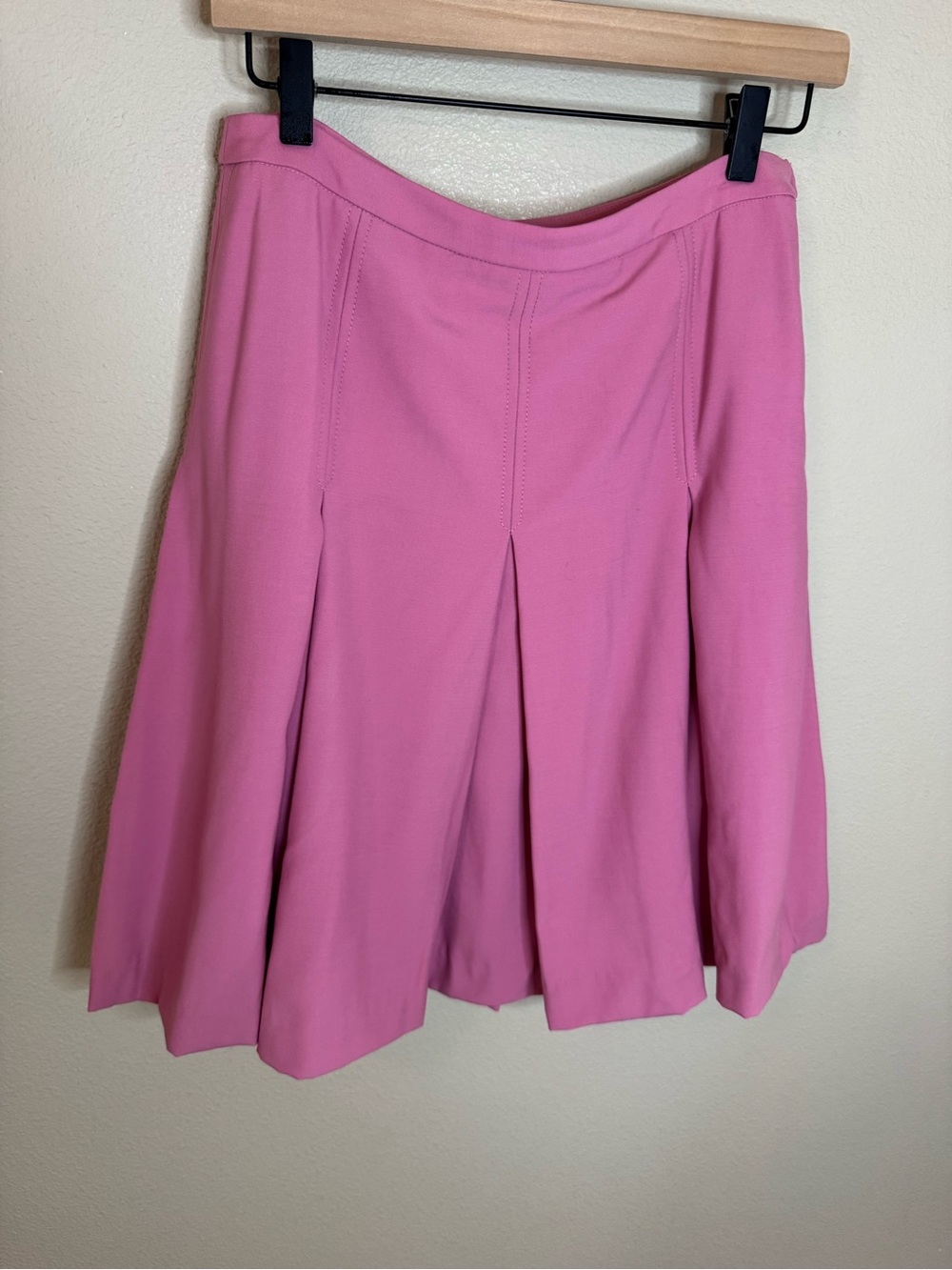RARE Vintage J.Crew Pink 100% Wool Pleated Skirt Size 2 Preppy